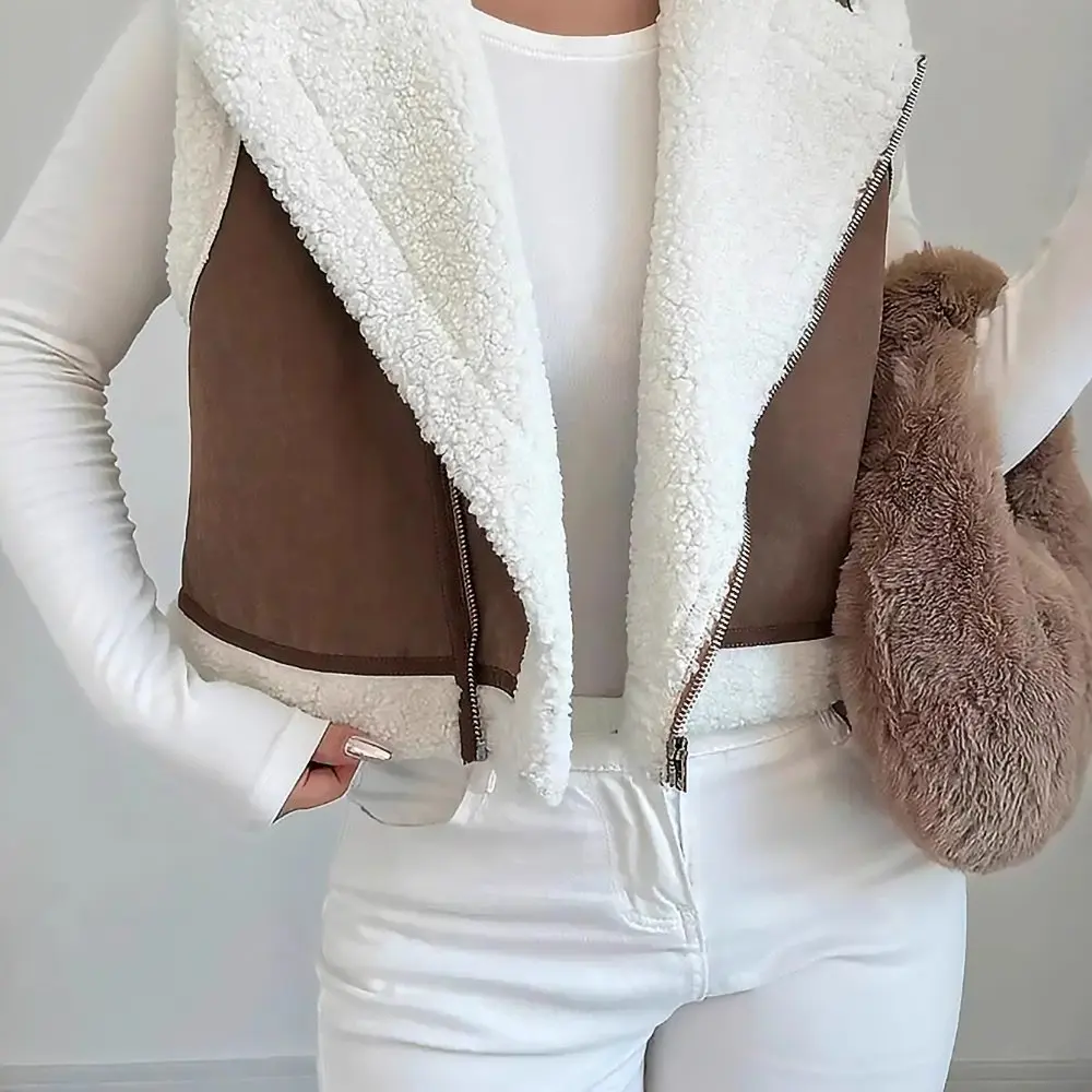 

Autumn Winter Double-Sided Wear Leather Fur Integrated Side Zipper Collar European And American Style Women's Jacket