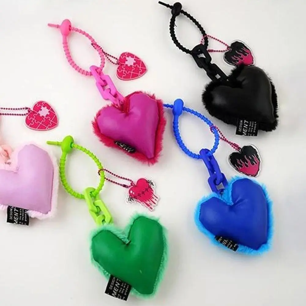 Cute Plush Heart Pendant with Silicone Cord Lightweight Heart Keychain Hanging Ornament Bag Pendant Bag Accessories