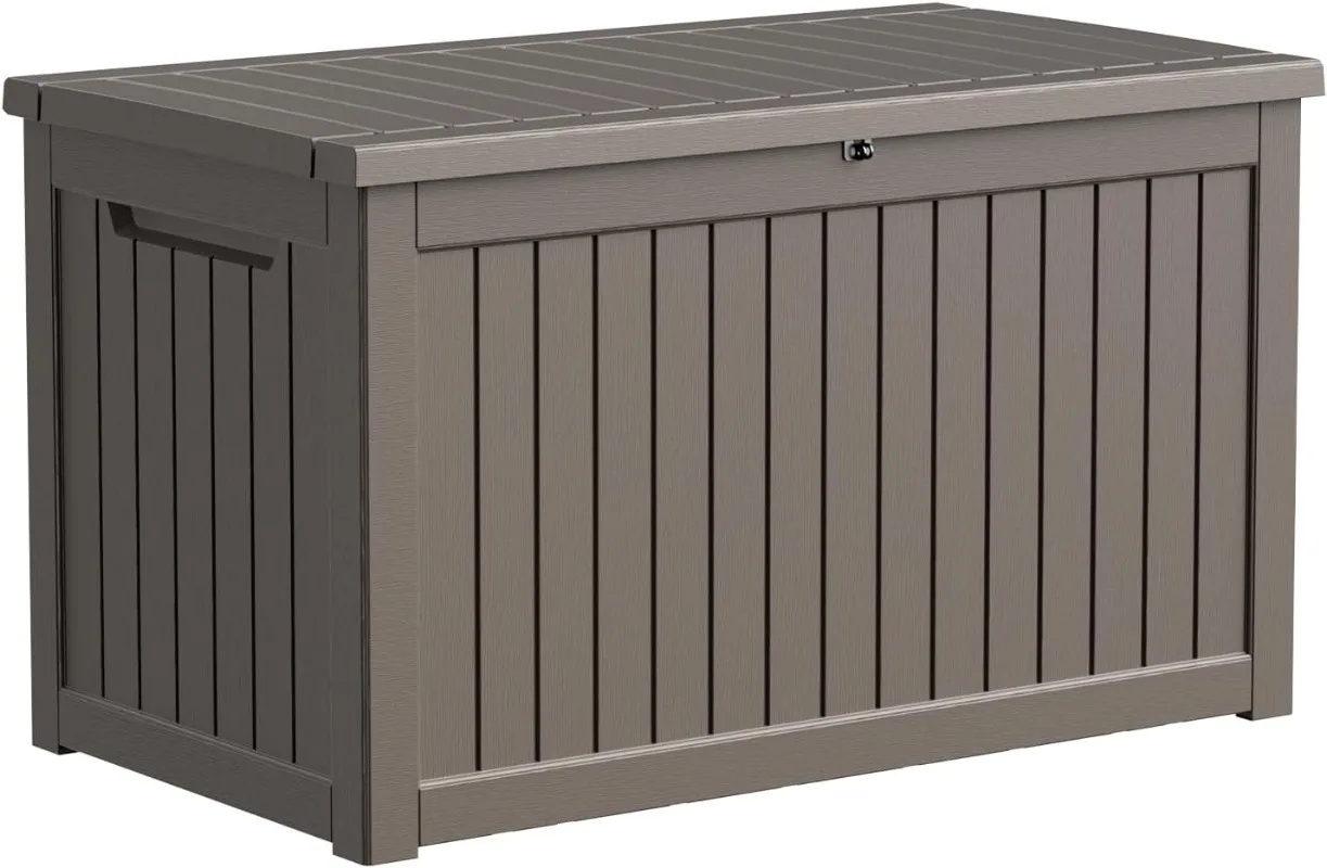 XXL 230 Gallon Large Resin Deck Box, Outdoor Lockable Storage Box for Patio Cushions Storage Furniture, Pool Supplies, Garden To