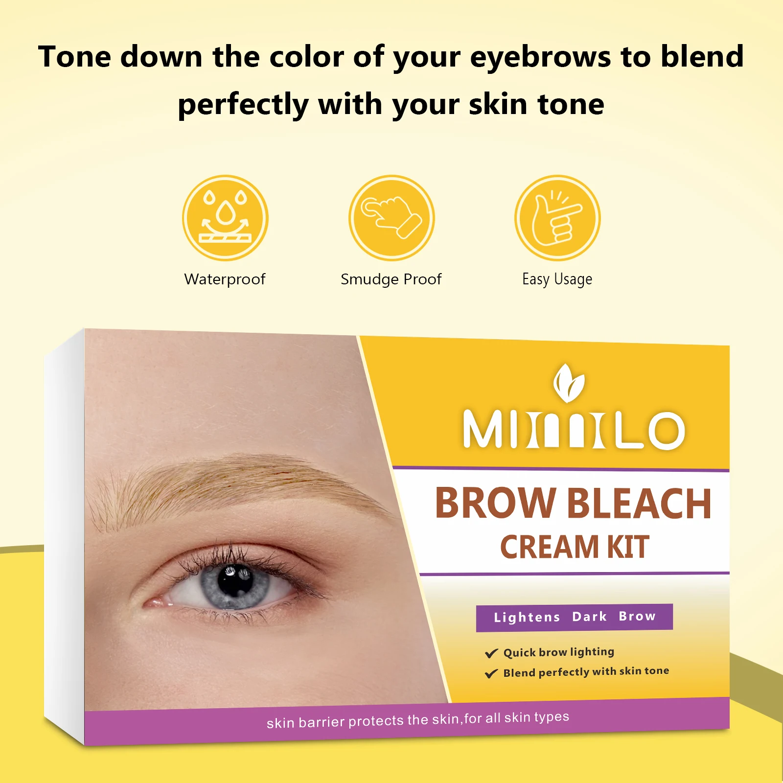眉毛漂白キット、より良い眉毛の形とマッチングの服、優しい - 肌保護バリア付き、短いプロセス