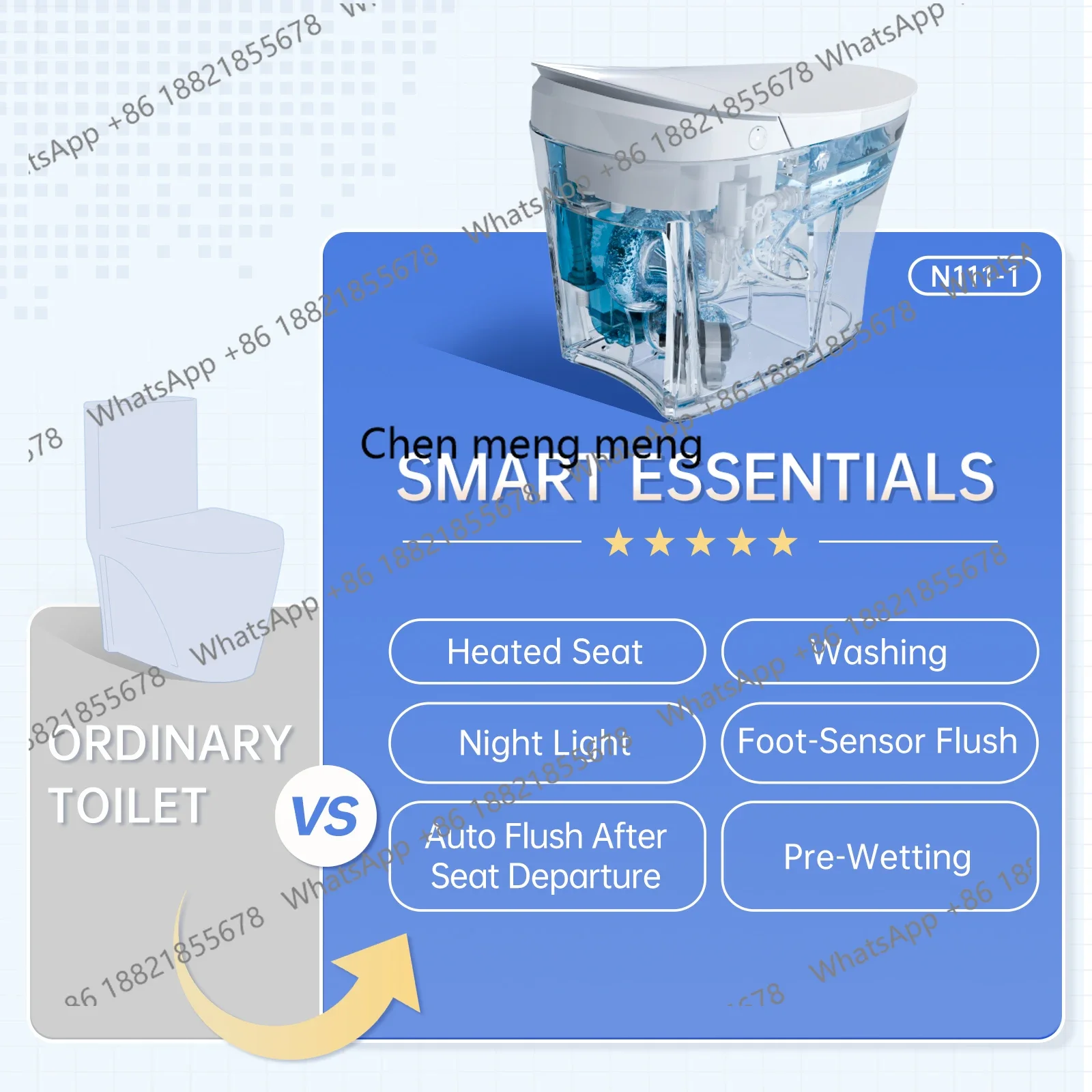 Z189 Intelligent Toilet Power Flush Comfort Height Smart Toilet with Built-In Bidet, ADA Compliant N111-1B F185
