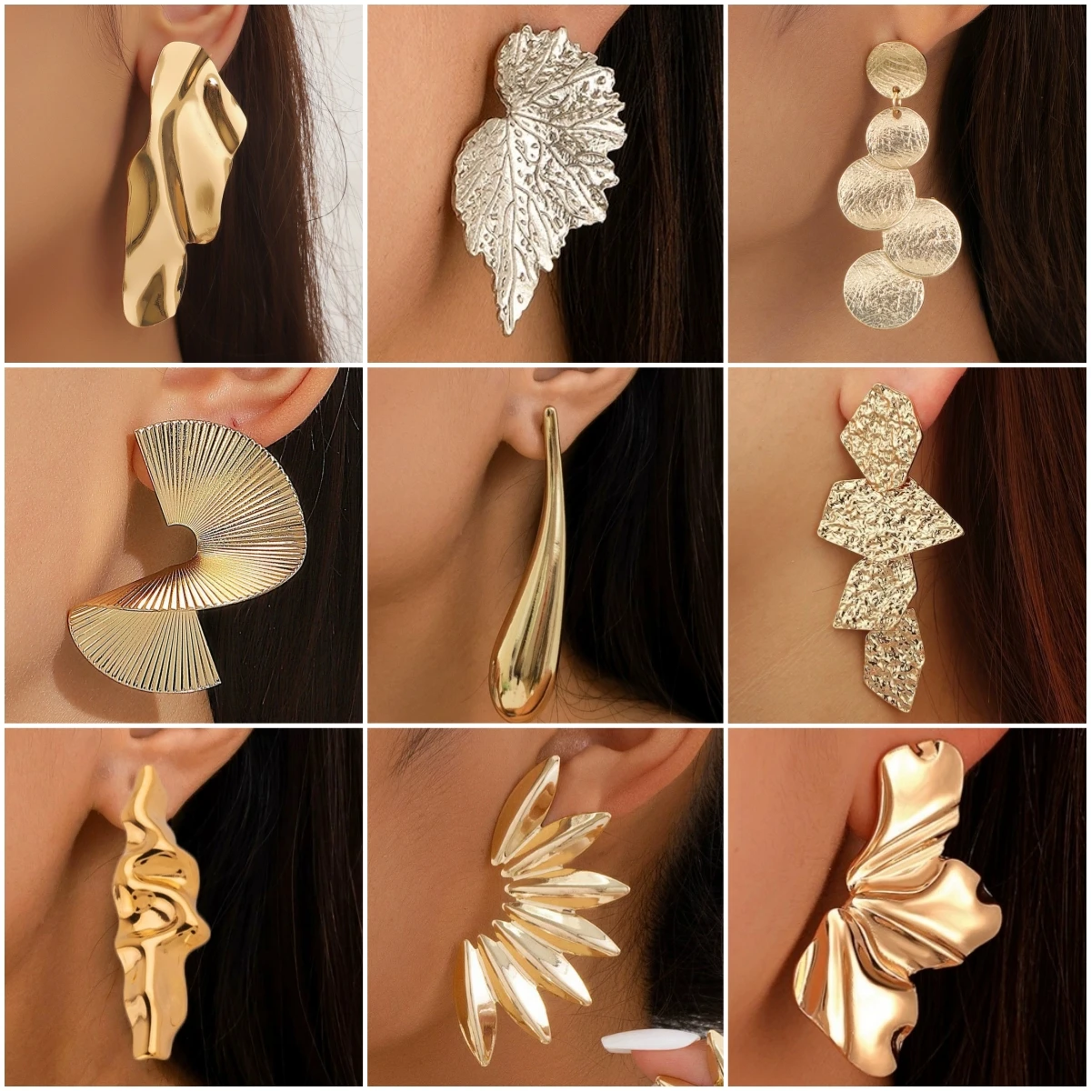 Bohemian Exaggerate Round Statement Earrings for Women European Vintage Geometric Multilayer Long Earrings Party Drop Jewelry