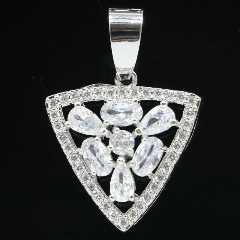 

Buy 4 Get 1 Free 28x14mm Stunning Trangle Shape Swiss Blue Topaz White Sapphire Ladies Gift Silver Pendant