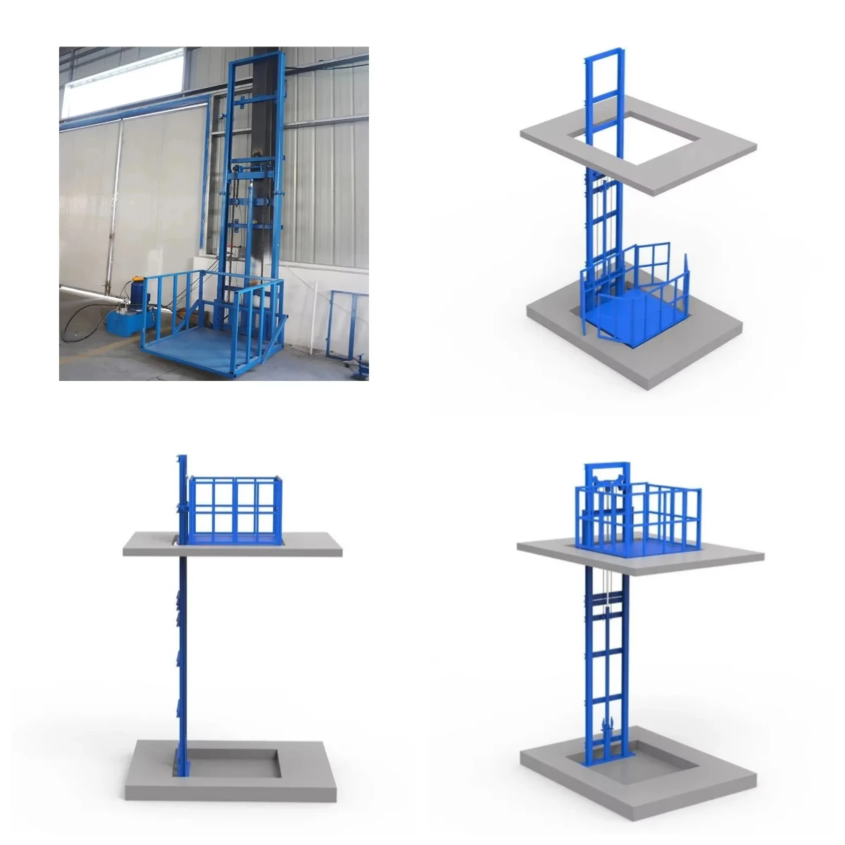 

Gold Seller 1Ton Hydraulic Cargo Lift 2-10m Wall Mounted Electric Vertical Warehouse Heavy Duty Freight Elevator Lifting Platfor