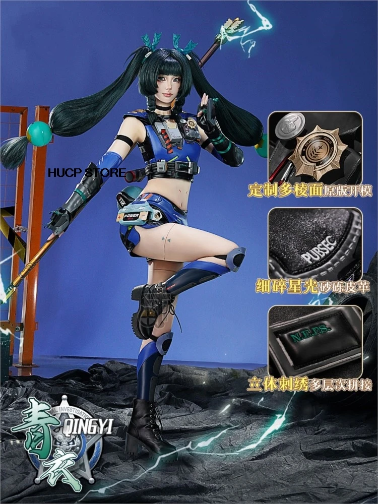 Zenless Zone-Qingyi Cosplay Costume para Mulheres, Uniforme Jogo, Coletes, Shorts, Headwear, Adesivos, Adereços, Festa de Halloween, Peruca