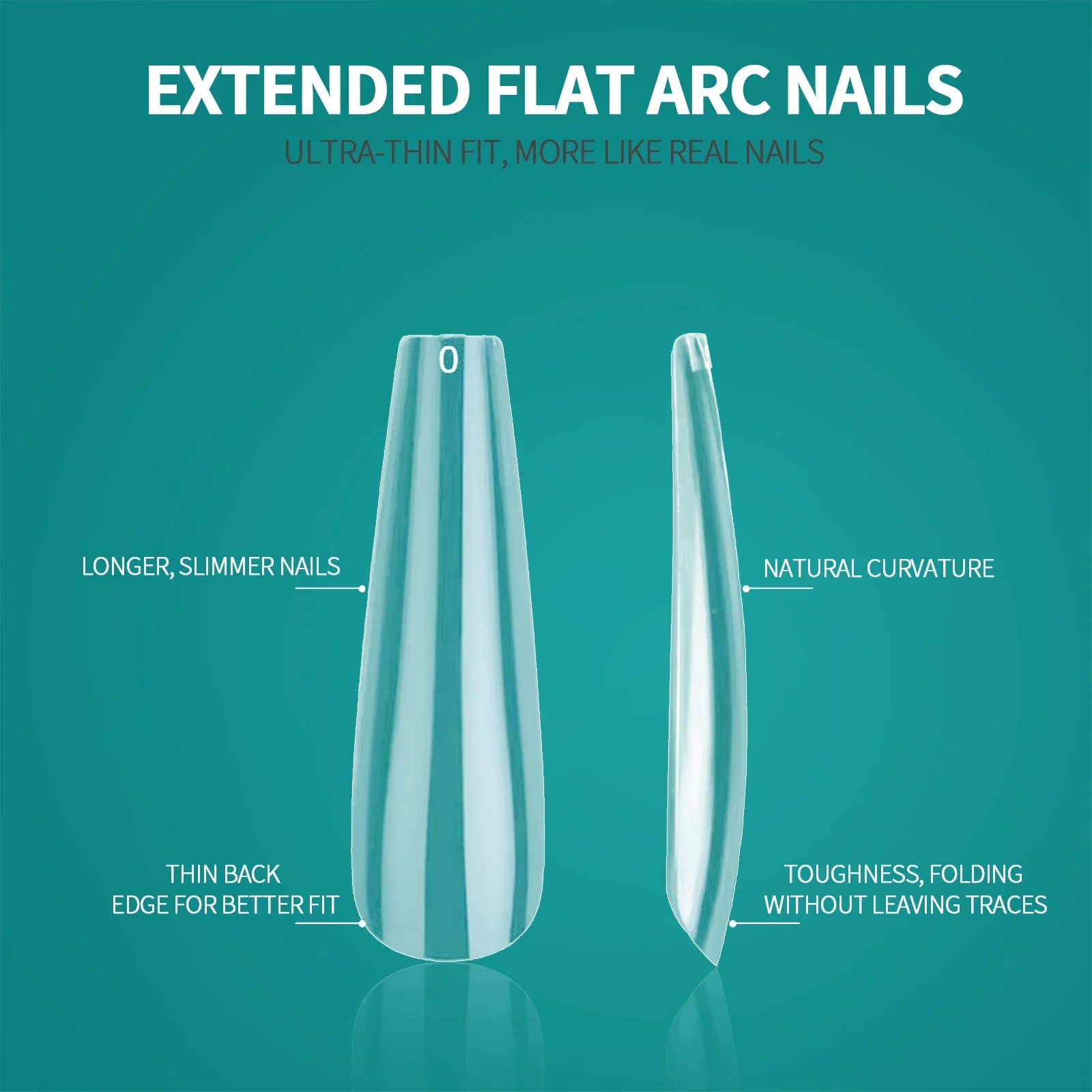 Nailpop XXL Coffin Nail Tips Full Cover Extra Long Acrylic Extension System Clear Artificial False Nails Manicure Salon Supply