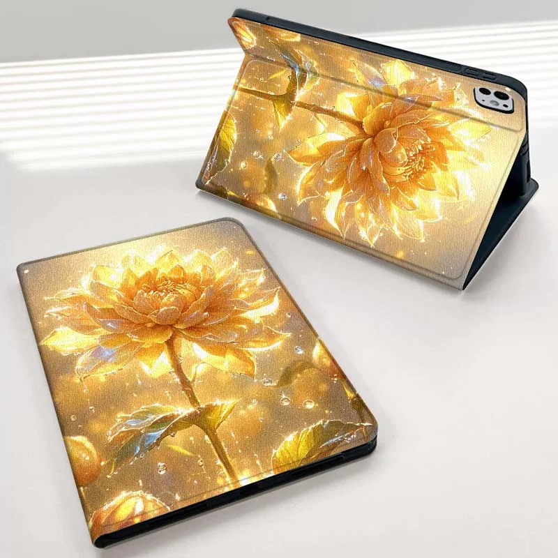 

Golden Flower Pattern For iPad mini Air 1 2 3 4 5 6 7 6th 7th 9 11 13 M3 M2 gen 7.9 8.3 10.9 Inch 2025 Tablet Case