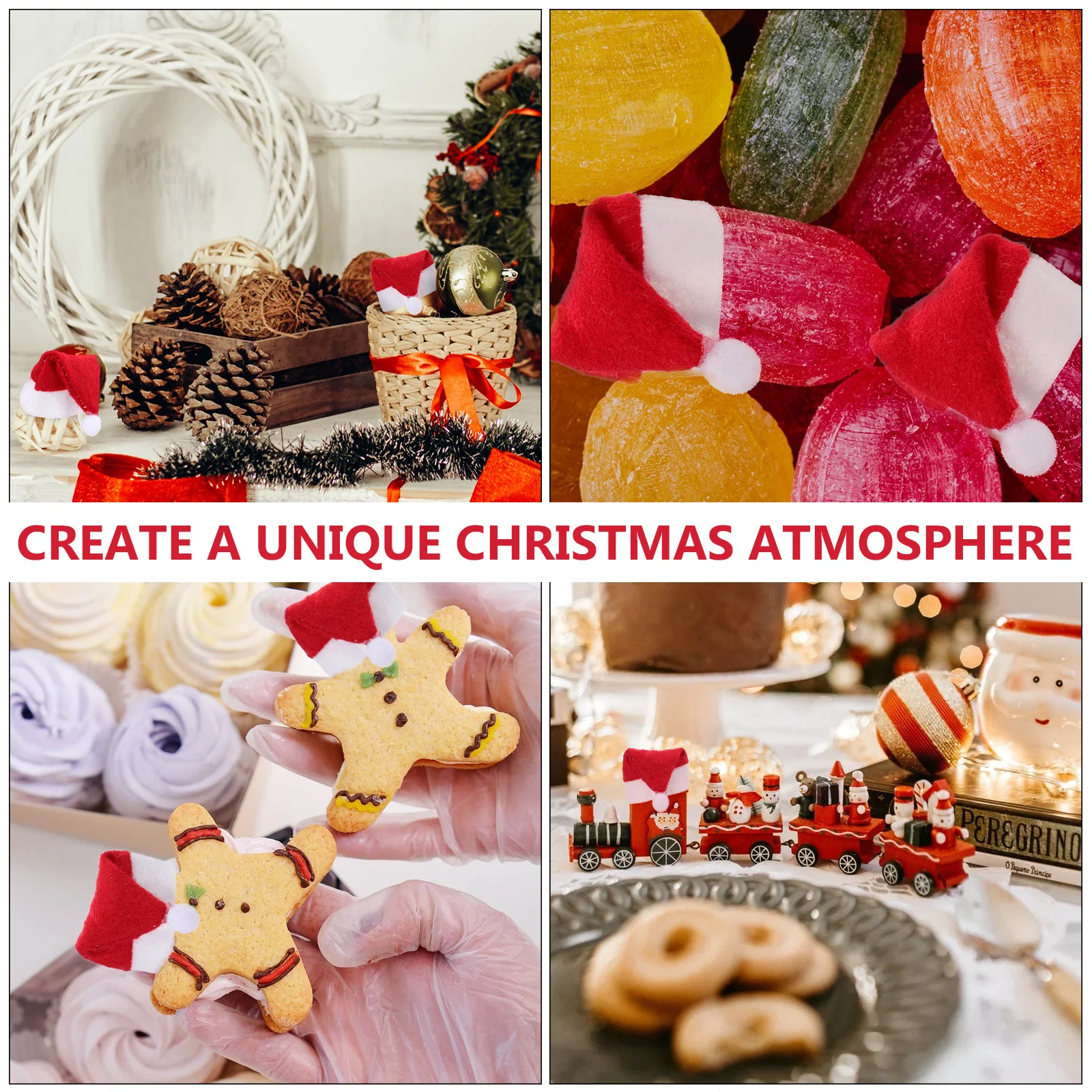 

24Pcs Mini Candy Christmas Hats Santa Claus Caps for Lollipops Party Decoration Xmas Supply Lollipop Hat Christmas Lollipop Hat