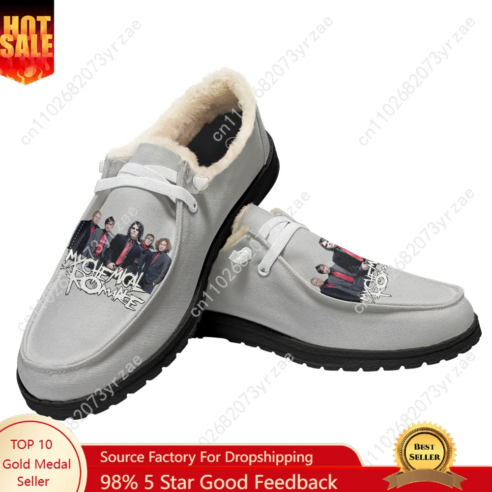

My Chemical Romance Velvet Flat Shoes Mens Womens Warm Casual Shoe Indoor Outdoor Light Shoes Fashion Print Custom Couple Shoes