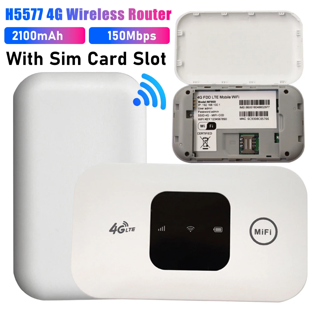 H5577 Bezprzewodowy Router Kieszonkowy 150Mbps 4G LTE Wi-Fi MiFi Modem Przenośny Router WiFi 2100mAh Mini Router Mobilny z Gniazdem Kart SIM