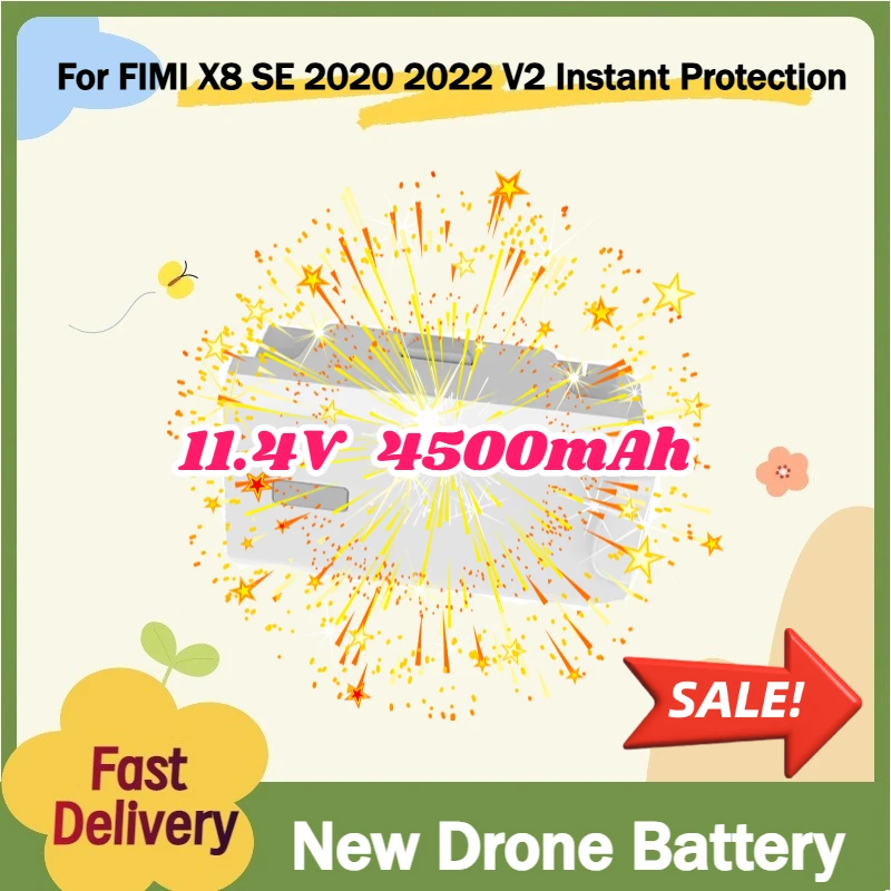

For FIMI X8 SE 2020 2022 V2 Instant Protection Fast Charging DC02A5 4500mAh 11.4V Intelligent Drone Battery with BMS Tech