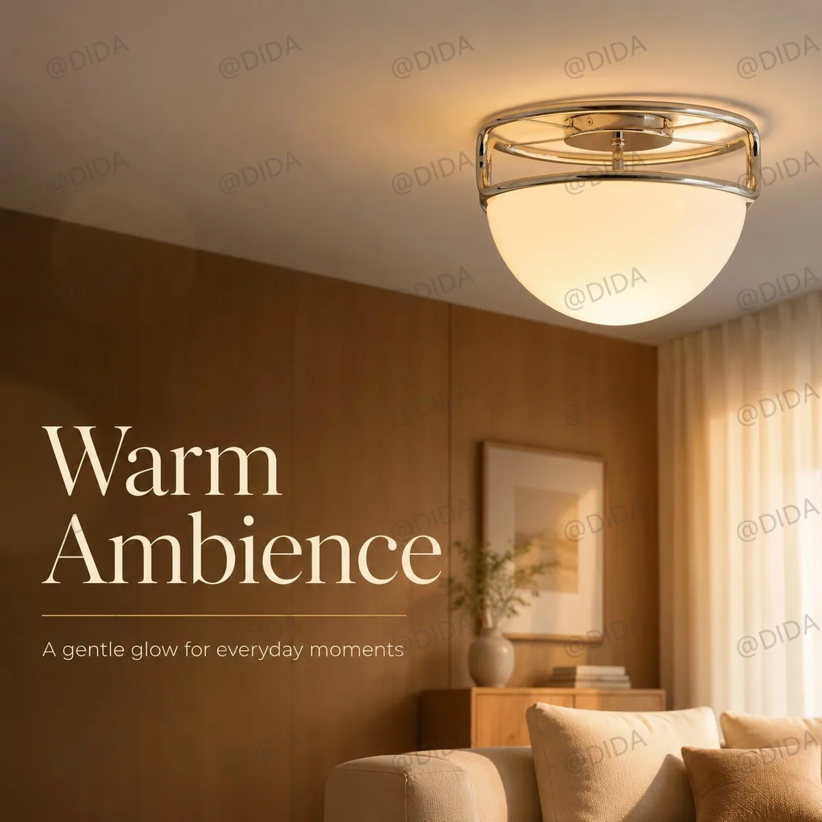 DIDA Minimalist White Glass Dome Ceiling Light Modern Chrome Flush Mount Lamp for Bedroom Dining Room Entryway