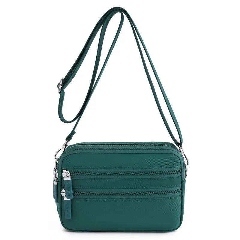 Bolsa de Ombro de Nylon Impermeável para Mulheres, Bolsa com Zíper Multi Camada Bolsas de Luxo Crossbody Messenger Bags