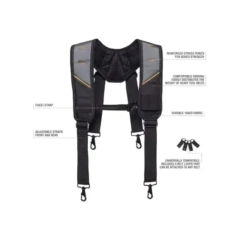 TOUGHBUILT TB-CT-51P Padded Suspenders Universal Construction Shoulder Harness with Four Lumbar Straps Toughbuilt Accessories
