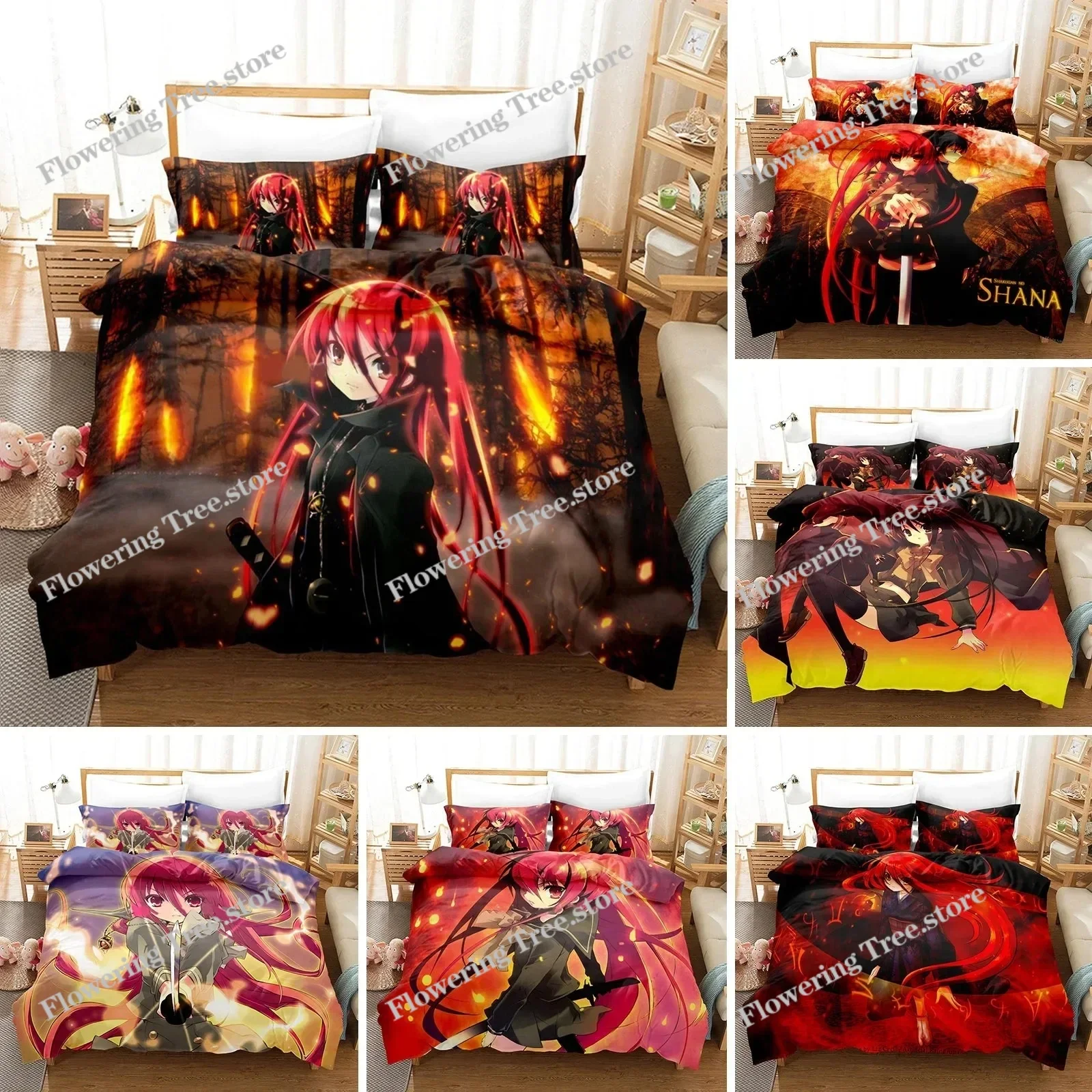 

Shakugan No Shana Bedding Set Anime Bed Linen Quilt Duvet Cover Sets Home Decor Single Queen King Size Gift Kawaii Girl Cartoon