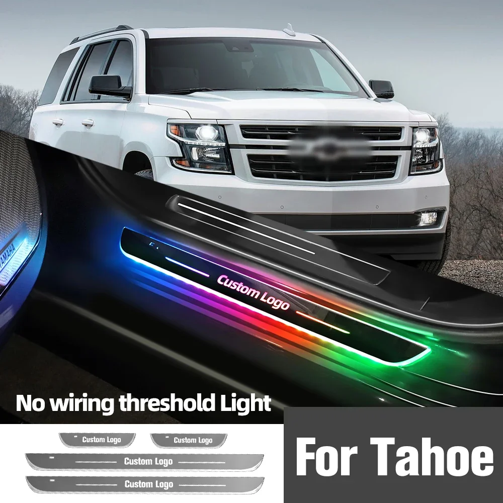 

For Chevrolet Tahoe MK2 2000-2020 2018 2019 Car Door Sill Light Customized Logo LED Welcome Threshold Pedal Lamp Accessories