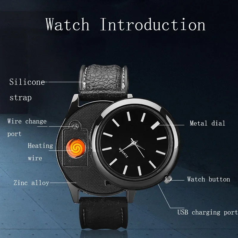2024 New Creative Watch Lighter Men\'s Watch Gift Lighter Tungsten Wire Cigarette Lighter Collection Gift
