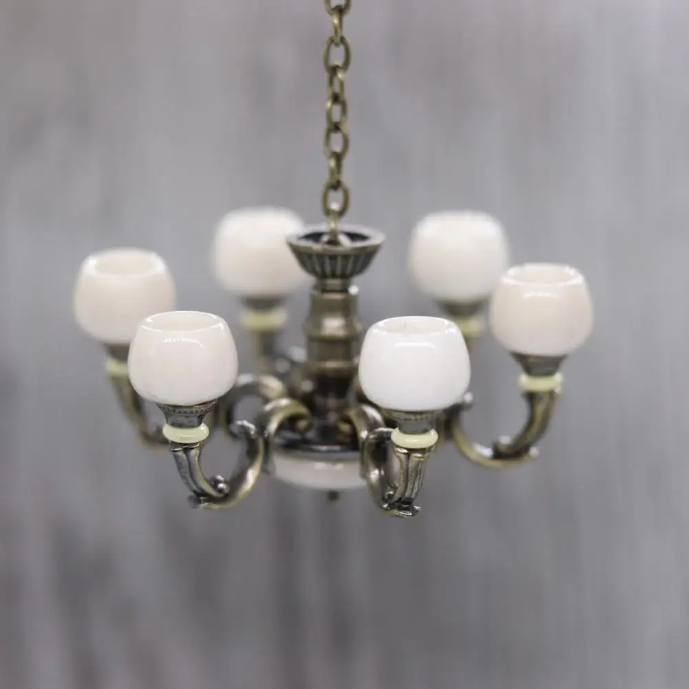 Mini Chandelier for Miniature Scenes Realistic Dollhouse Miniature Chandelier Models Exquisite Ceiling Lamps for Tiny Furniture