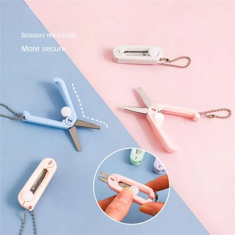 Leuke Mini Draagbare Schaar Eenvoudige Opvouwbare Papiersnijder Student Briefpapier Schaar School Kantoorbenodigdheden Multifunctionele Sleutelhanger