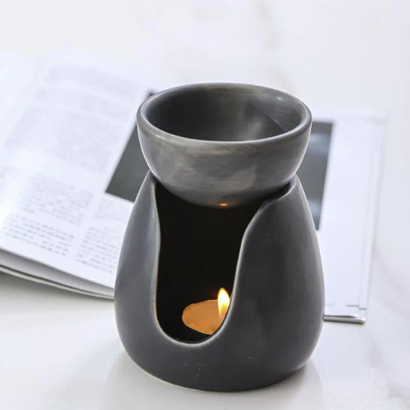 Ceramic Candle Aroma Burner Essential Oil Furance Black Yellow Color Fragrance Censer for Home Decor