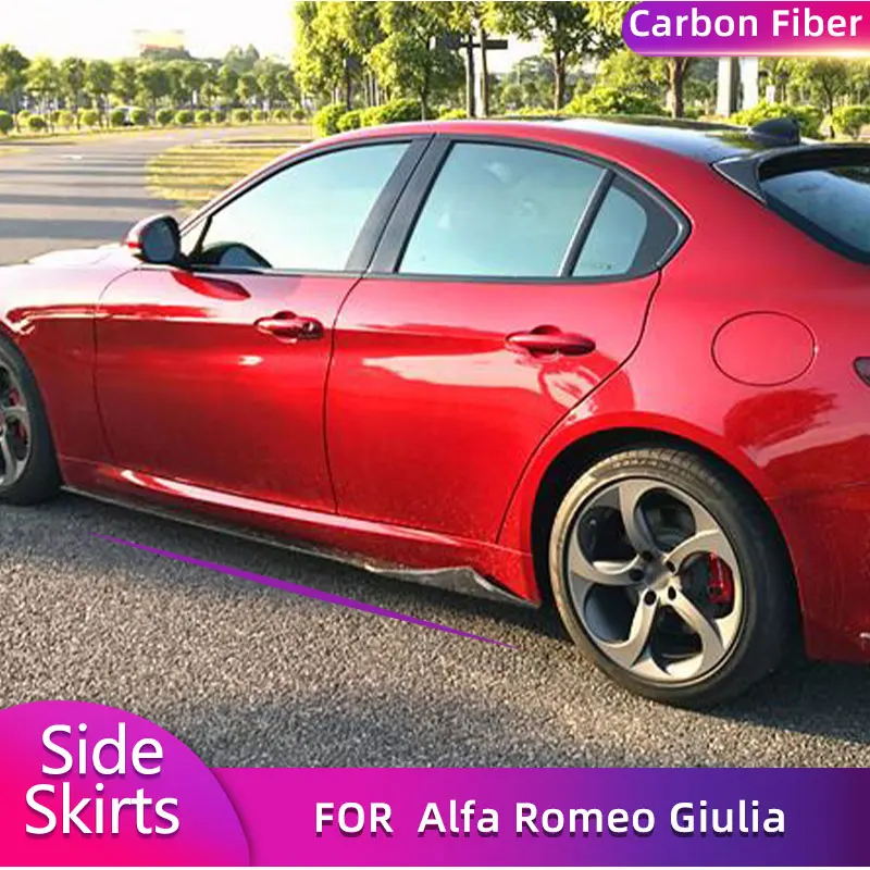 Carbon Fiber Car Side Skirts Extenstions For Alfa Romeo Giulia Sport Base TI Sedan 4-Door 2017-2020 Auto Side Skirts Apron Lip