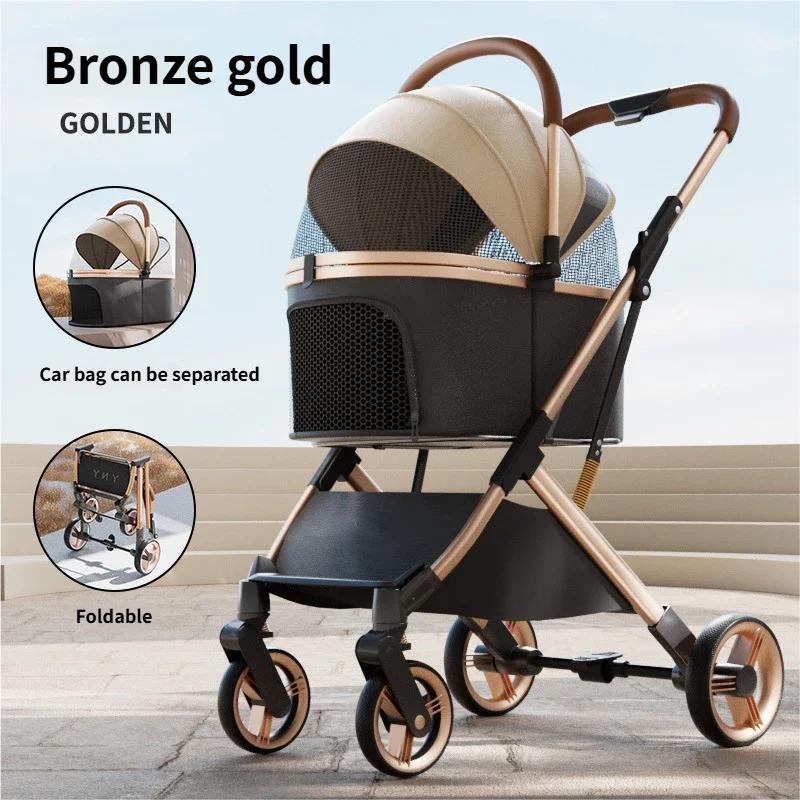 *e dSeparable High-End Dog & Cat Pet Cart Foldable Washable Comdtable Ultra-Light Durable Portable Utility Vehicle&