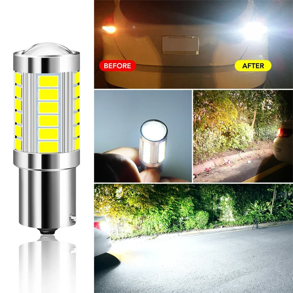 1 шт., PY21W P21/5W 1156 Ba15s 1157 Bay15d для автомобильных ламп, задний фонарь поворота, фонарь заднего хода, 12 В 33SMD 7000K