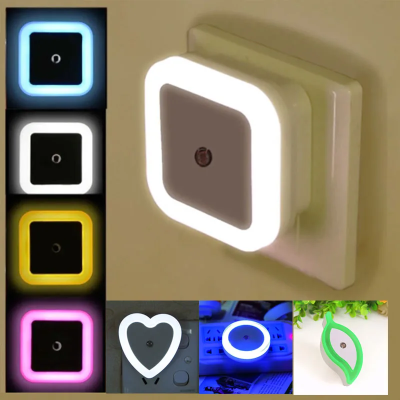 Mini lámpara de noche LED inalámbrica, Sensor automático enchufable de pared para dormitorio, habitación de niños, pasillo, escaleras, enchufe