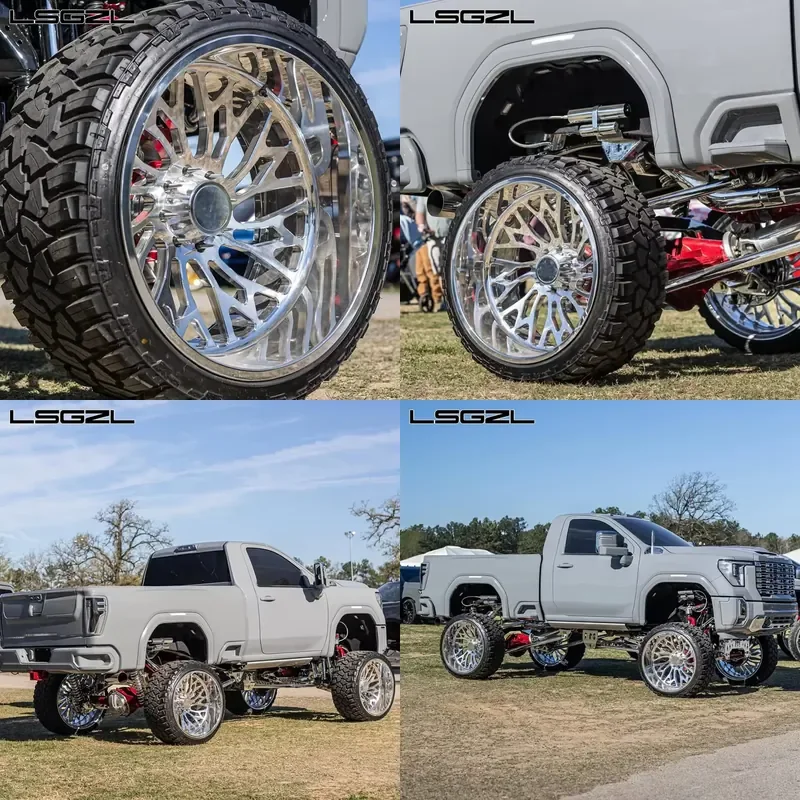 

i Lsgzl Forged Alloy Super Single 6 Lugs 8 Lugs 22x14 26x16 8x180 8x165.1 6x139.7 6x5.5 Custom for F250 F350 Silverado Truck
