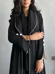 Elegancki guzik rękaw z rozcięciem rękaw muzułmańskie Abaya dla kobiet Abayas Maxi Vestidos Morocco Kaftan indyk arabski długa suknia 2023