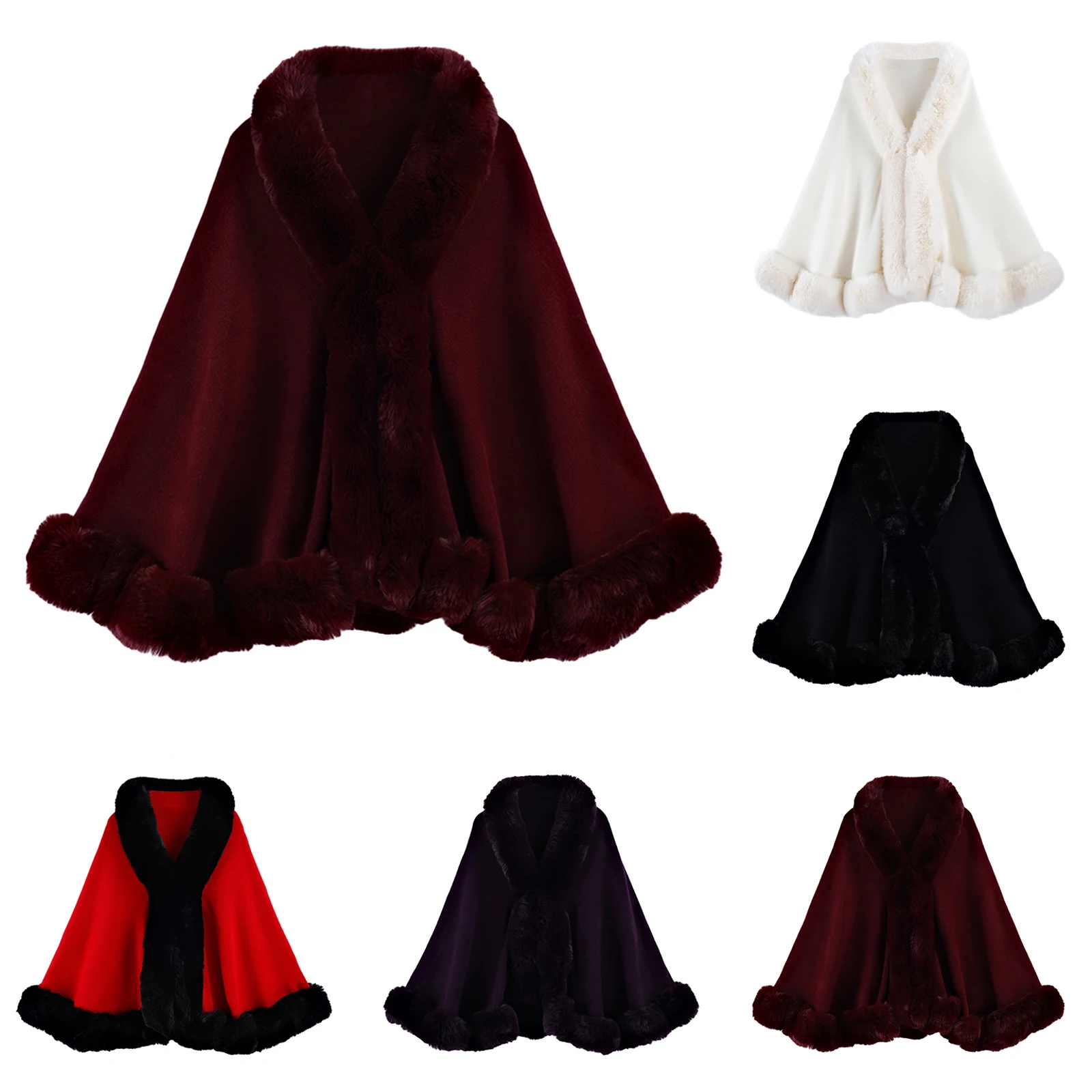 

Воротник из искусственного кроличьего меха, зимняя плюшевая шаль, утепленное пальто, кардиган, накидка, плащ, внешняя модная зимняя теплая плюшевая шаль, утепленное пальто