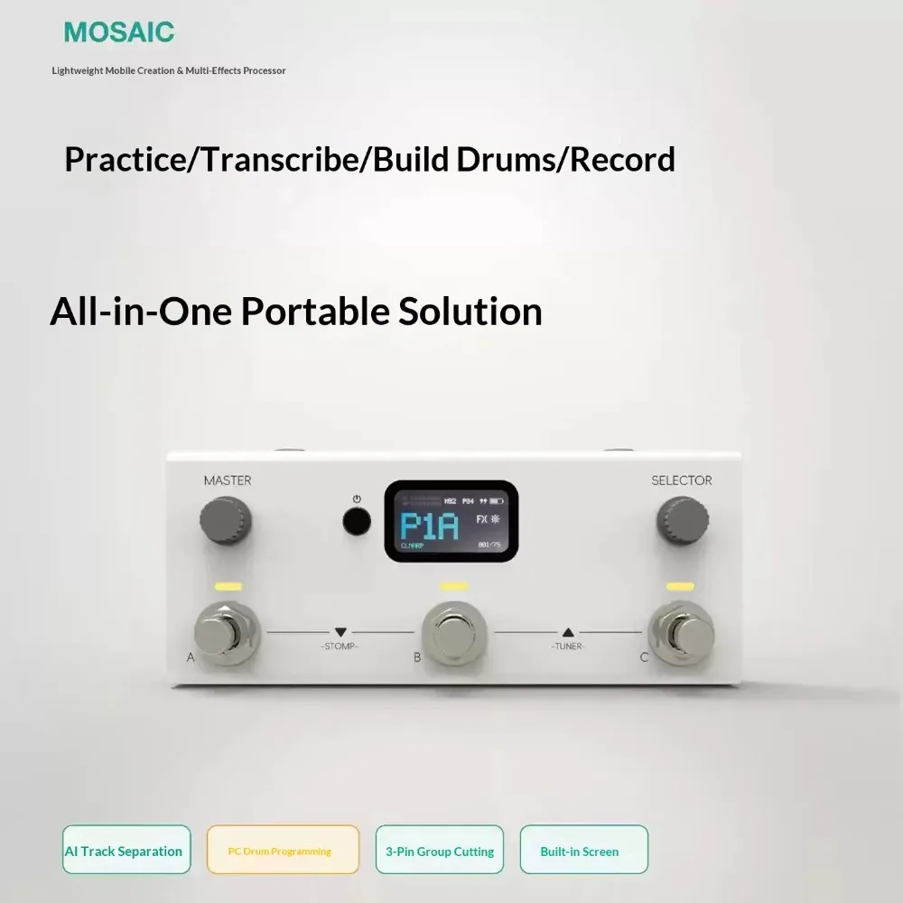 LIVTRA MOSAIC Multi-Effects Processor 3-Switch Effect Pedal AI Stem Separation Effector 8+1 Modules NAM for Electric Guitar Bass