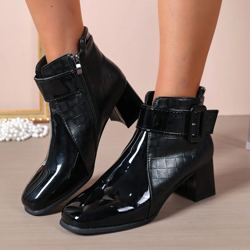 

Элегантные женские ботильоны для вечеринок, обувь на высоком каблуке, новые зимние модные ботинки челси, тренд 202, массивная обувь, женские зимние ботинки Botas Mujer