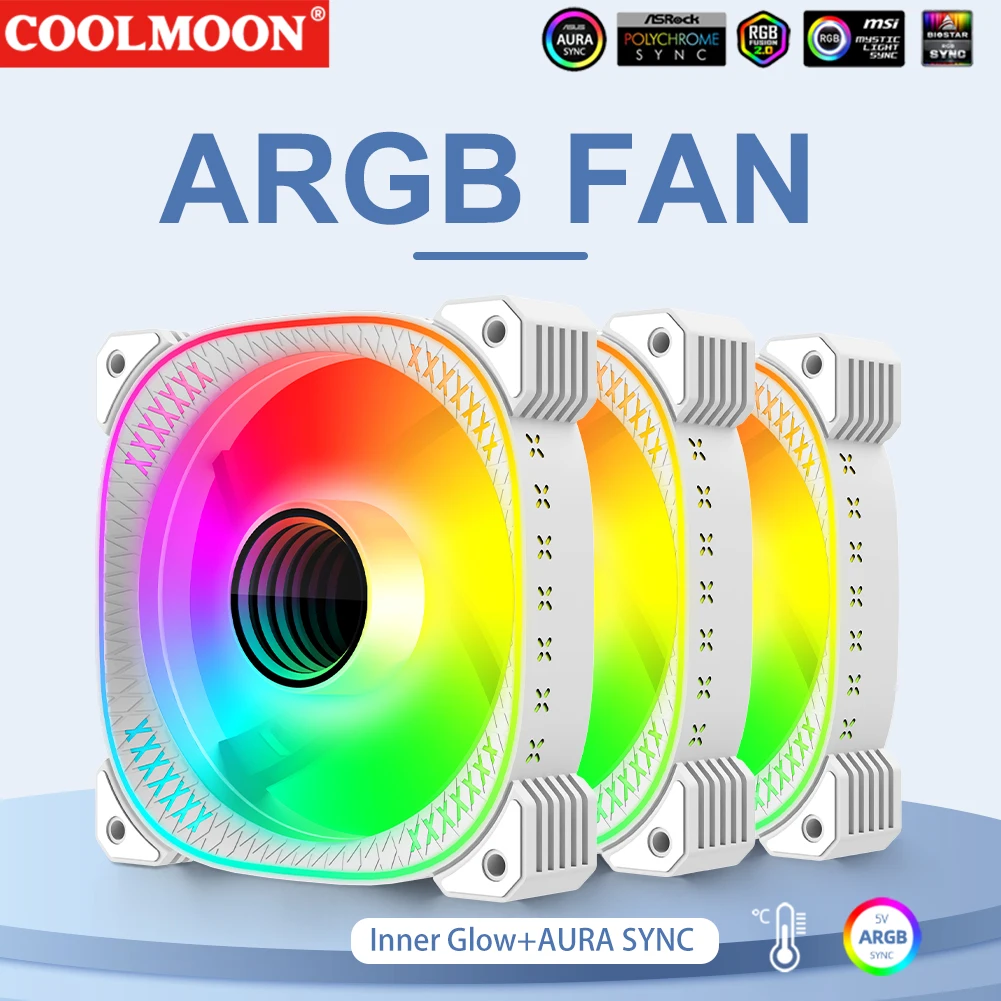 

Cooling Fan 5V 3Pin ARGB ARGB PC Case Cooling Fan 12V 4PIN PWM Addressable RGB Fan Cyclic Mirror Light Effect for Computer Case