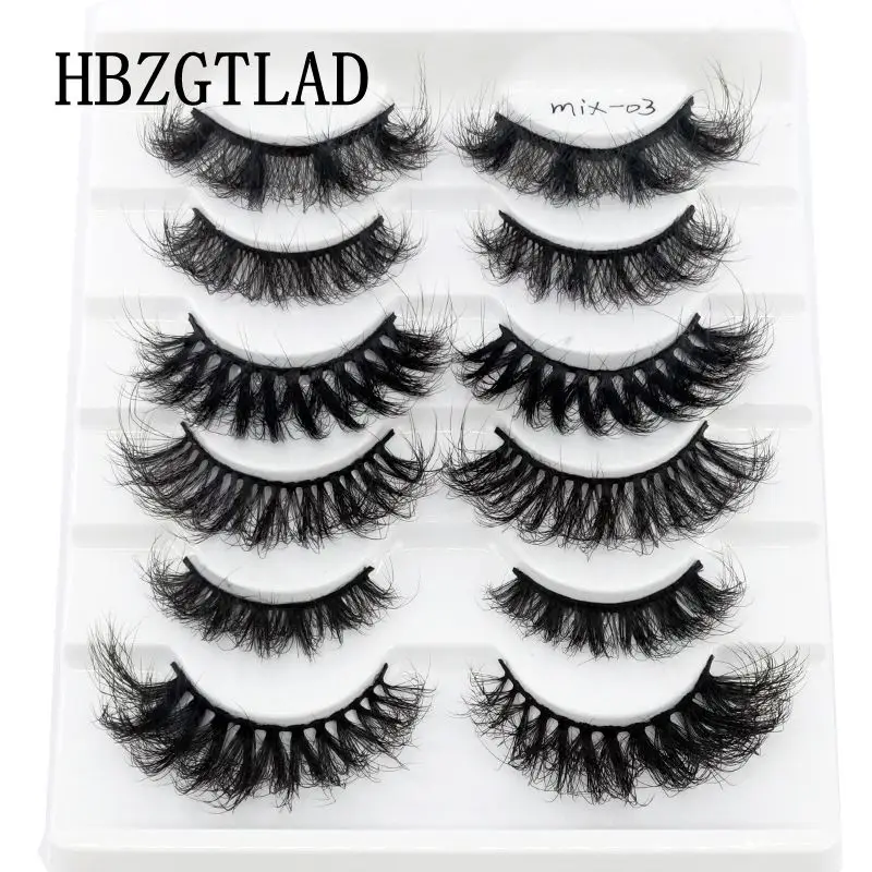 HBZGTLAD False Eyelashes Cat-Eye Fluffy Faux Mink Lashes 8D Wispy Lashes 6 Pairs Pack Dramatic Long Thick Volume Eyelashes