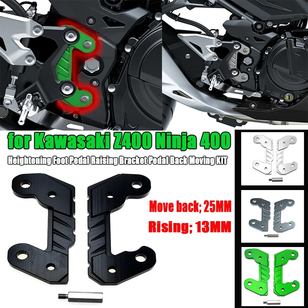 For Kawasaki NINJA400 Z400 Ninja 400 Motorcycle Heightening Foot Pedal Raising Bracket CNC Front Pedal Rear Moving Bracket