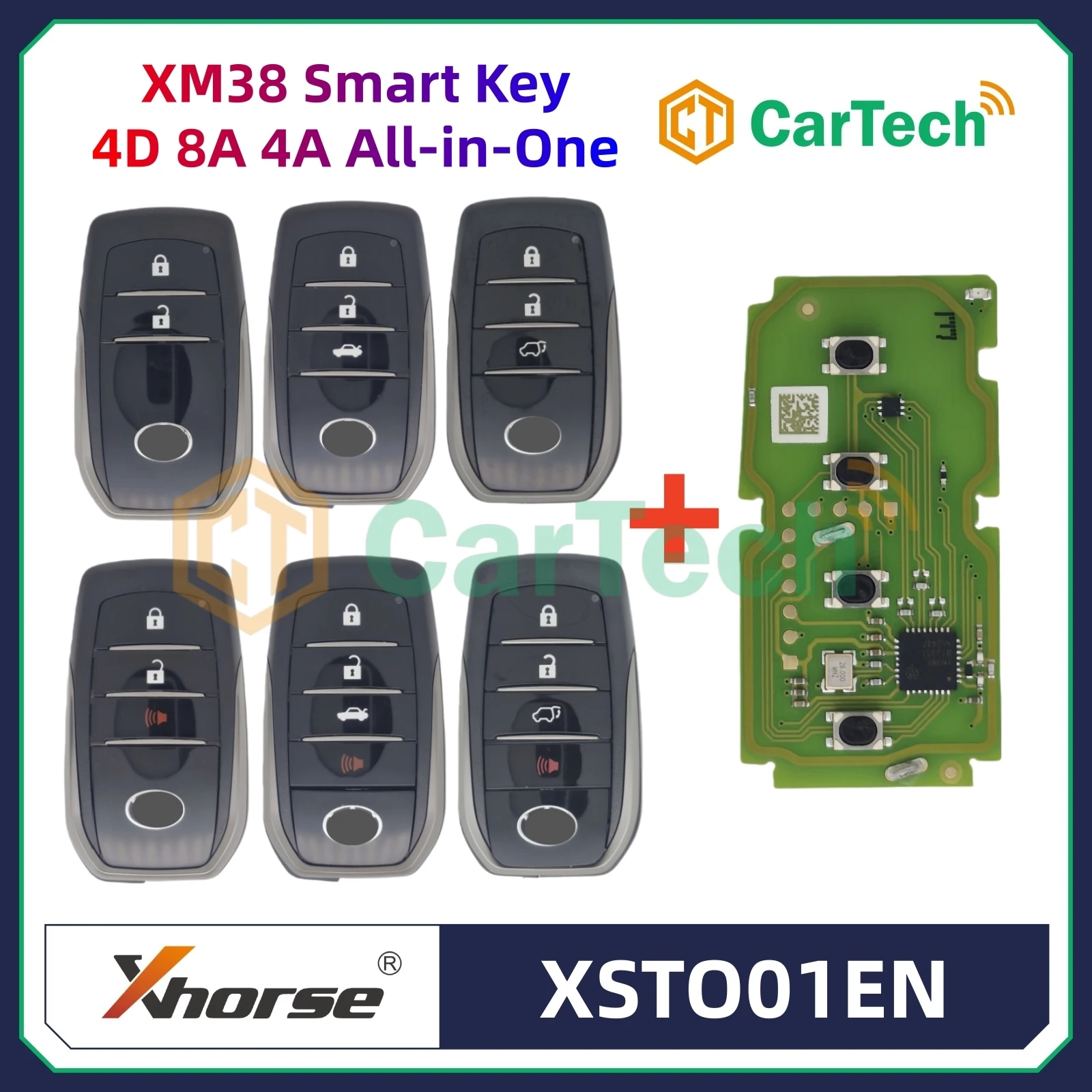 1PCS Xhorse XSTO01EN For Toyota XM38 Smart Key 4D 8A 4A All in One with for KEY TOOL Plus Max VVDI2 VVDI Mini Support Renew