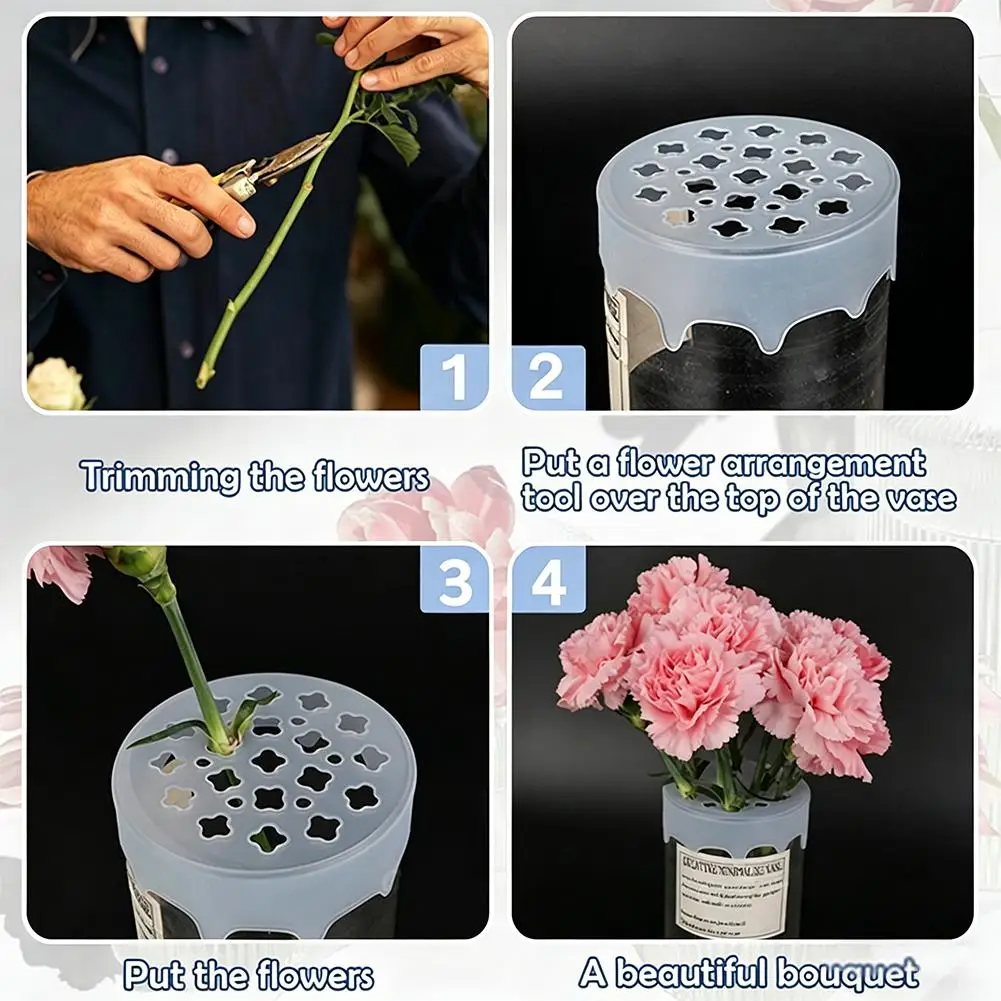 Flower Holder Arranger Silicone Flower Arrangement Grid Semi Transparent Flower Holder Arranger Spiral Ikebana Stem Holder