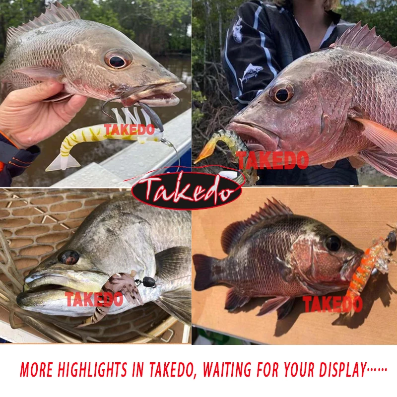 TAKEDO-120mm, 17g umpan buatan untuk Bass, umpan udang lembut, umpan udang hidup, kait engkol VMC, TPR, LV01A,