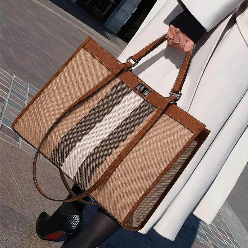 2026 New Style Plaid Cowhide Women's Bag, Large Capacity, Lightweight Handbag, Shoulder Bag & Crossbody Bag
