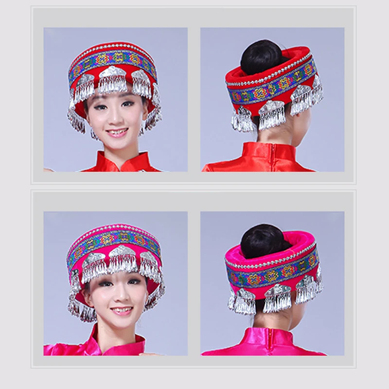 Chinese Miao Dance Hats National Traditions Miao Headdress Hat Minority Stage Performance Accessories Vintage Head Wear