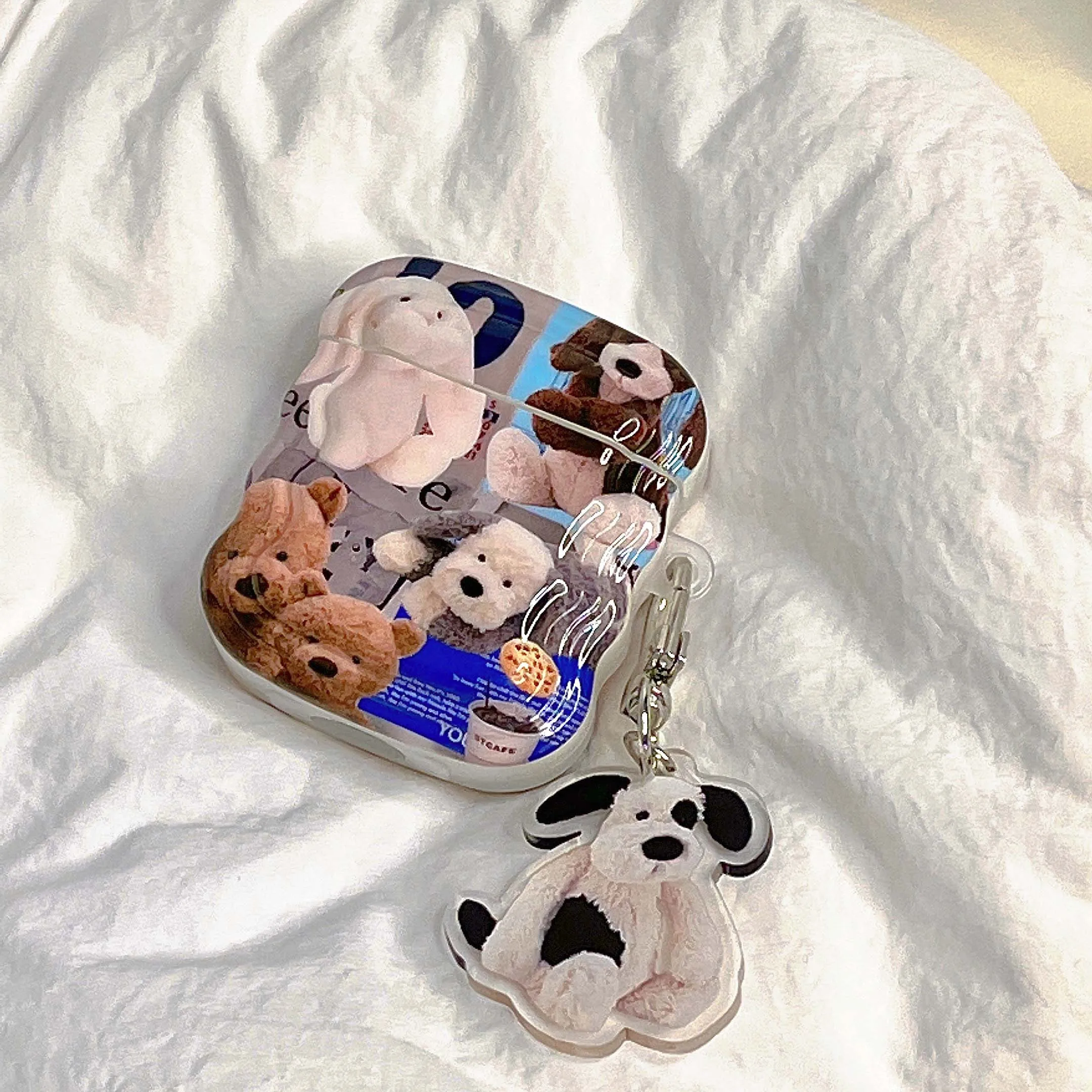 

Cartoon animal dog bear pendant wavy silicone soft ins wireless bluetooth earphone case for apple airpod pro 2 2nd 1 3 cover