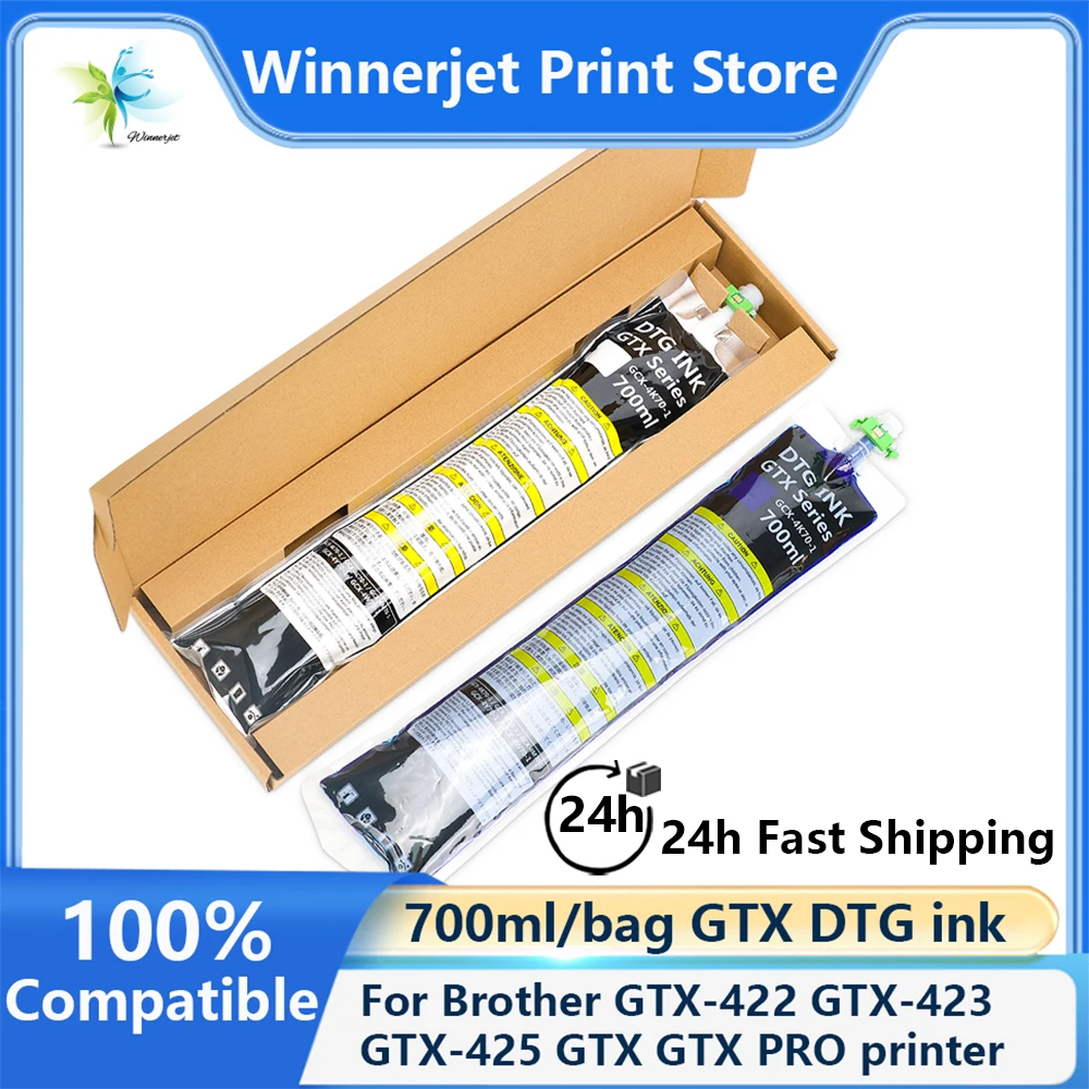 Winnerjet 700ML/Bag DTG Textile Ink Bag With Chip For Brother GTX-422 GTX-423 GTX-425 GTX PRO Printer
