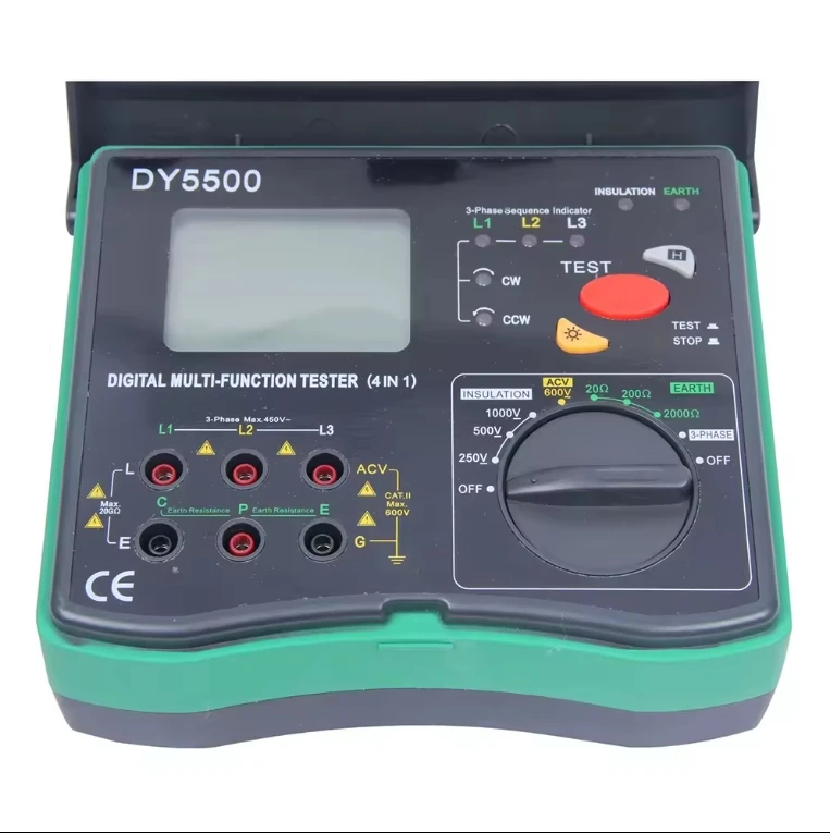 

DUOYI DY5500 4 in 1 Digital Multifunction Resistance Tester Multimeter Insulation Earth Voltmeter Measuring Phase Indicator