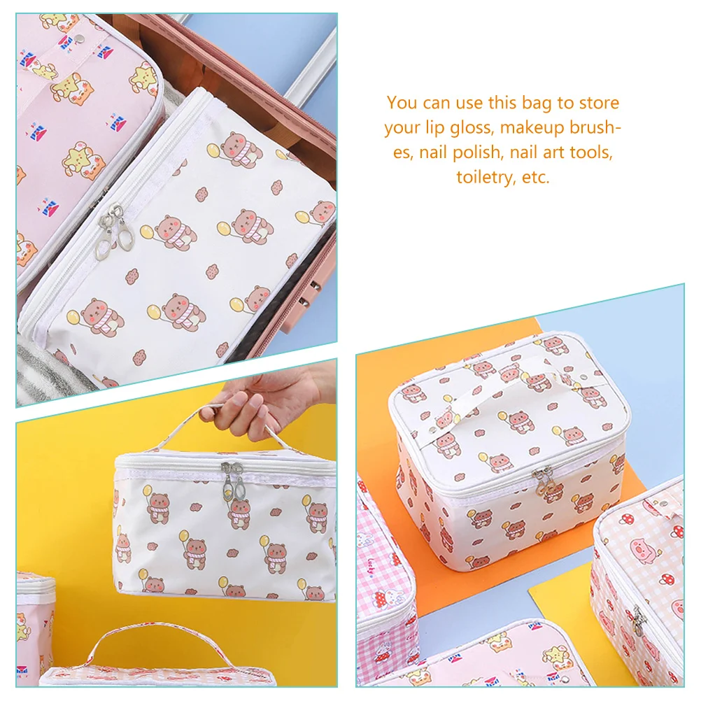 

Large Capacity Waterproof Travel Makeup Organizer Toiletry Bag For Women Durable Polyester Lip Gloss Storage Nail Art