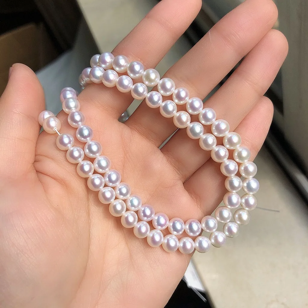 6-7mm round shape freshwater pearl strand for necklace making