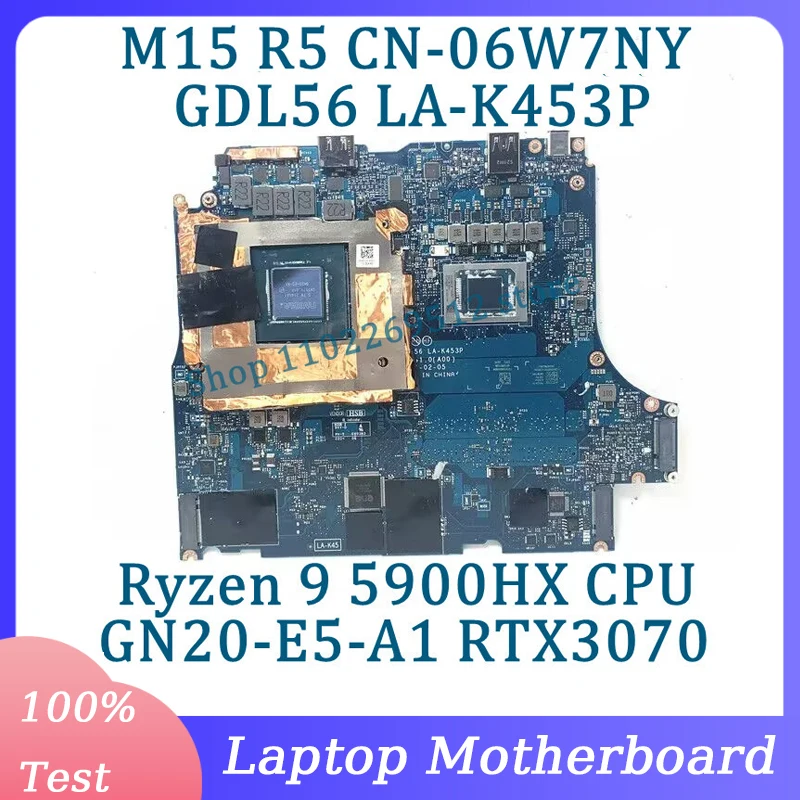 

CN-06W7NY 06W7NY 6W7NY LA-K453P For DELL M15 R5 Laptop Motherboard With Ryzen 9 5900HX CPU GN20-E5-A1 RTX3070 100% Tested Good