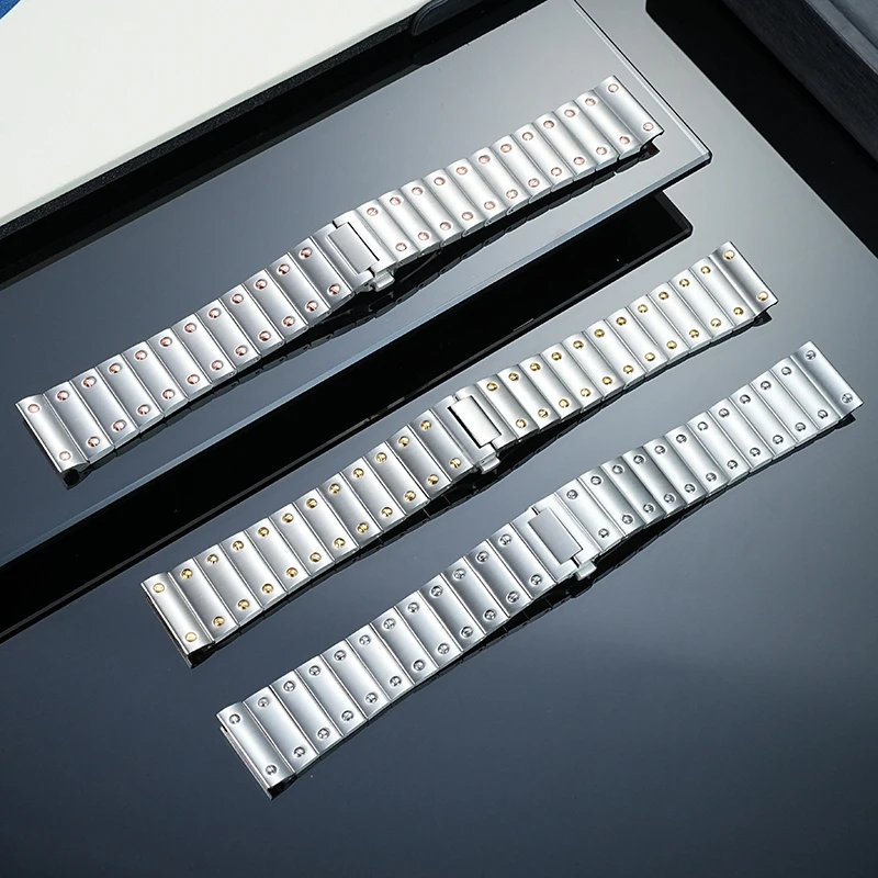 ل سانتوس دي كارتييه WSSA0009 WSSA0018 WSSA0013 سوار الفولاذ المقاوم للصدأ 21 مللي متر حزام معدني منتظم الرجال سلسلة ساعات مقاومة للماء