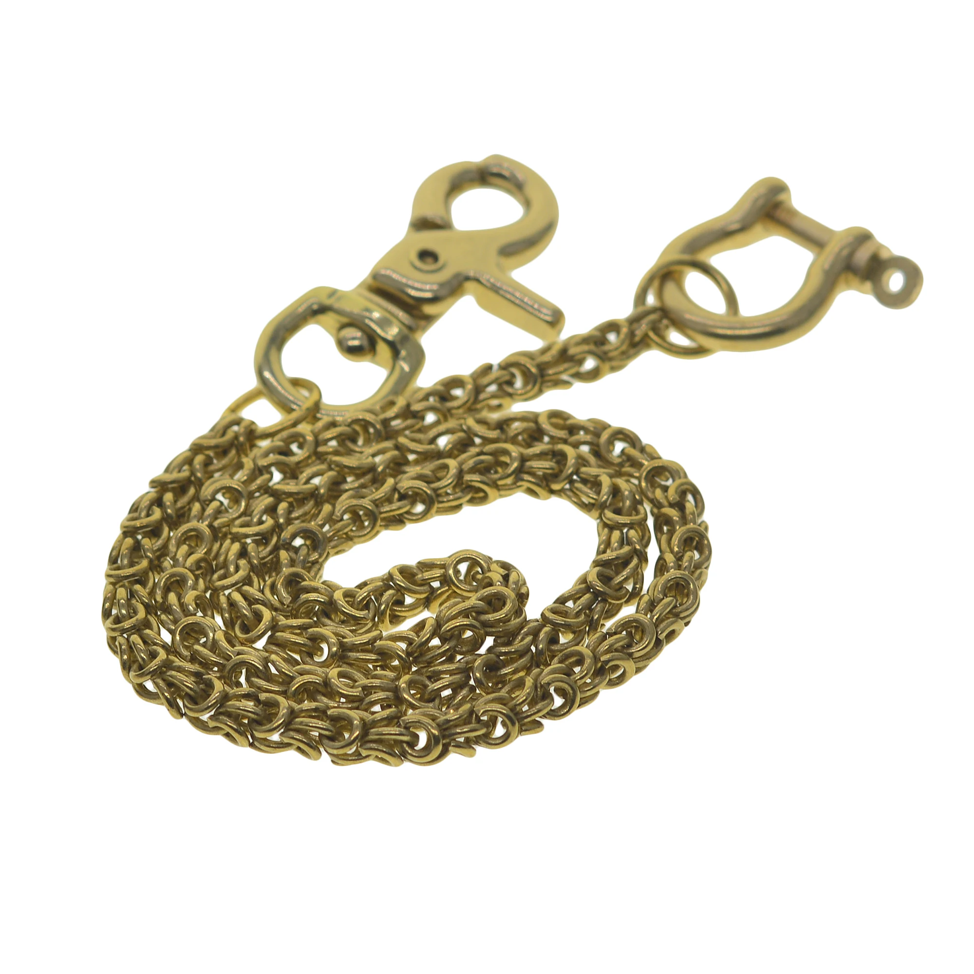 solid brass oval round rope Byzantine weave wallet jean trousers biker keychains D joint shackle Japanese lobster claw clap