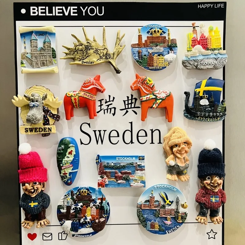 Швеция 3D магниты на холодильник туризм сувенир смола магниты на холодильник коллекция наклеек ремесленный подарок товары для украшения дома Швеция 3D магниты на холодильник туризм сувенир смола магниты на холодильник коллекция наклеек ремесленный подарок товары для украшения дома